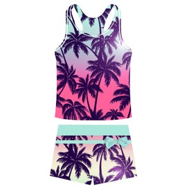 UNIFACO Cute Swimsuits for Teen Girls 2 Piece Bathing Suits Fashion Tankini Set Kids Swimwear Beachwear