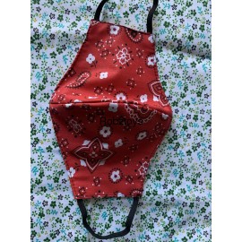 Face Mask  Triple Layer Handmade Washable Cloth Red Bandana