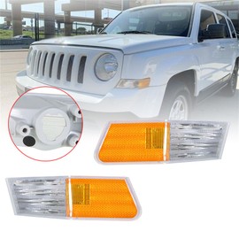 waltyotur 1 Pair Front Left + Right Parking Turn Signal Lights Corner Lamp DRL Turn Signal Lights Kit Replacement for Jeep Patriot 2007-2014