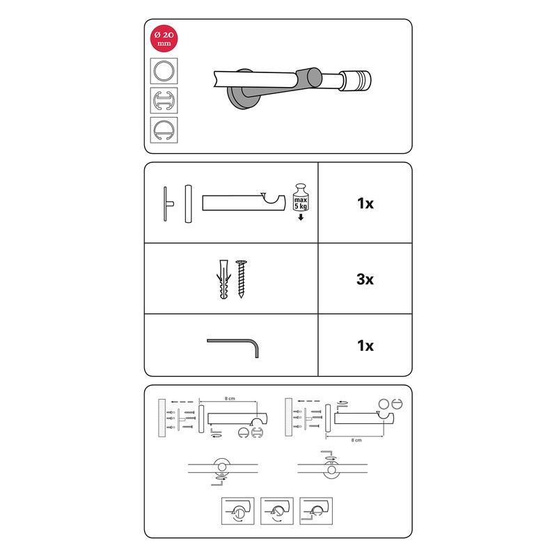 Gardinia Support for Curtain Rods
