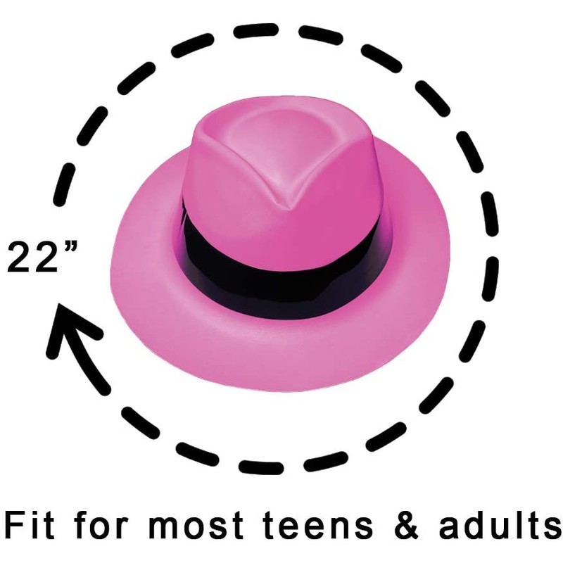 Super Z Outlet 12 Pack Neon Mafia Style Gangster Fedora