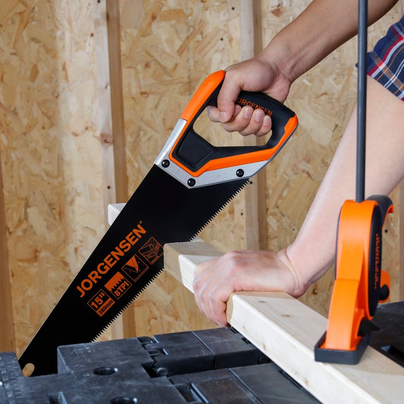 JORGENSEN 15” Hand Saw, Black Coated Coarse Handsaw 8TPI for
