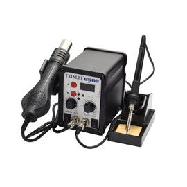 TXINLEI 8586 110V Solder Station, 2 in 1 Digital Display SMD Hot Air Rework Station and Soldering Iron, 12pcs Different Soldering Tips, Tweezers,Desoldering Pump,700W 480℃