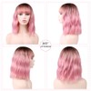 ZYYDSGO Pink Short Wavy Wig for Women Shoulder Length Bob