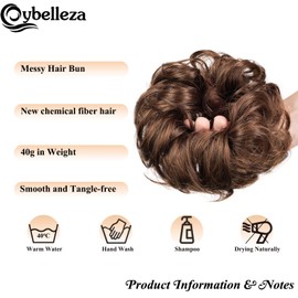Cybelleza Hairpiece Hair Scrunchie Hair Extension Ponytail 38 g Hairpiece with Elastic Band Bun Updo Updo Hairstyles Curly Hair Band Wavy Curly Messy Bun for Women (Dark Brown & Light Auburn)