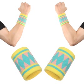 NiCola 2PCS Flexible Wrist Strap Band, Sports Wristbands for Men & Women, Soft Cotton Sweatbands Absorbent & Breathable Wrist Bands for Workouts & Outdoor Fitness Tennis, Running, Basketball