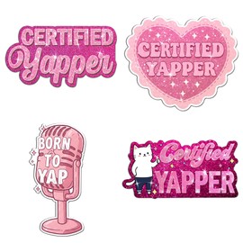 WICVIC 4 Pcs Certified Yapper Sticker Pack Sarcastic Meme Vinyl Decals Funny Trending Quote Stickers Car Bumper Phone Laptop Tablet Tumbler Birthday Christmas Gifts for Teens Adults Friends