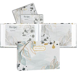 Hiwhy Recipe Folder 4x6, Full Page Recipe Book Organizer Set, with 20 Page Protectors & 20 Recipe Cards, Recipe Book for Make Your Own Recipe Sleek Kitchen Design Greenery