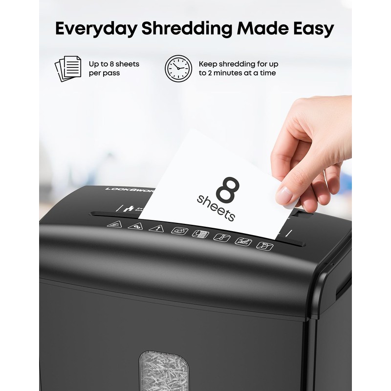 Locksworth 8-Sheet Micro-Cut Paper Shredder, P4 High Security, 4 Gallon