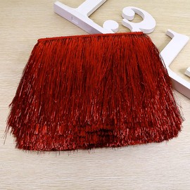 YYCRAFT 8" Wide Tinsel Fringe Tinsel Trim Tinsel Garland Dance Costume Fringe Trimming Shiny foil Effect Party Decor (5 Yards,Red)