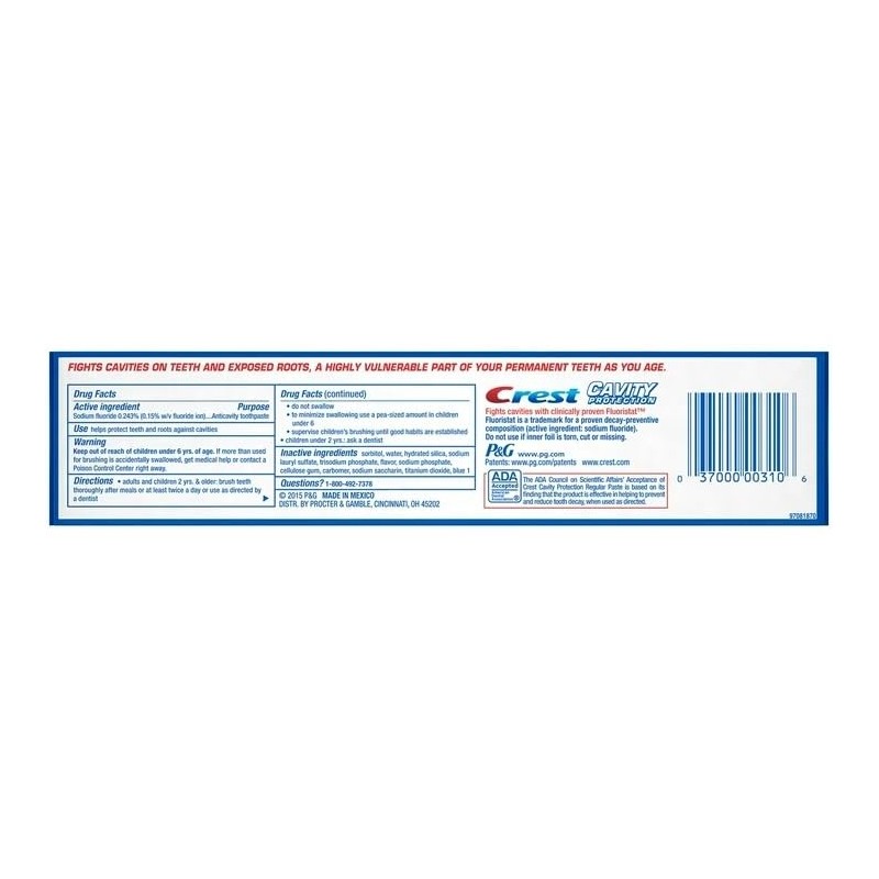 Crest Crest Toothpaste Cavity Protection Regular (Pack of 3)