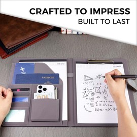 Padfolio Clipboard Folder Portfolio Notepad Organizer, Sbrinnaliao PU Leather Storage Clipboard with Cover for Legal Pad Portfolio A4 Writing Pad for Business School Conference Notepad Clip Board