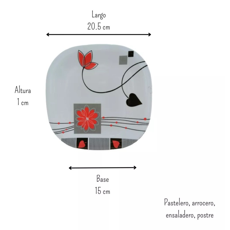 Anforama- Tab and Kit Vajilla Plástico Melamina Cuadrada Chrysan Para