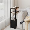 Leomonio Narrow Side Table, Slim End Tables with Fabric Basket,