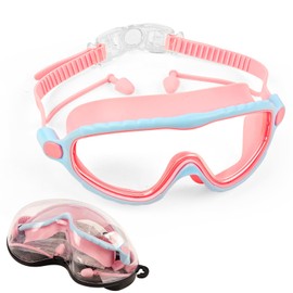 iToobe Kids Goggles, Swimming Goggles with One-Piece Wide Vision Lens for Kids Age 5-16 Boys Girls Children Adults Teens, Swim Goggle Clear Vision,Free Protection Case(Pink)