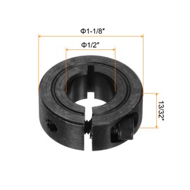 HARFINGTON Shaft Collar 1/2" Bore 1-1/8" OD 13/32" Width Black Oxide Plating Single Split Axle Clamp-On Collar with Set Screw