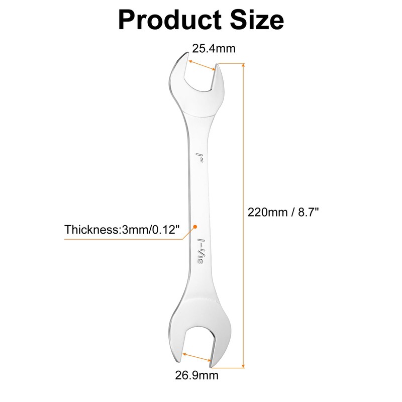 sourcing map Thin Open End spanners SAE, 1x1 1/16 Inches,
