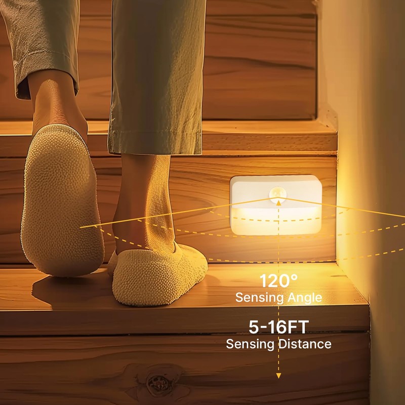 Guankai 8 Pack Motion Sensor Stair Light for Indoor, Battery