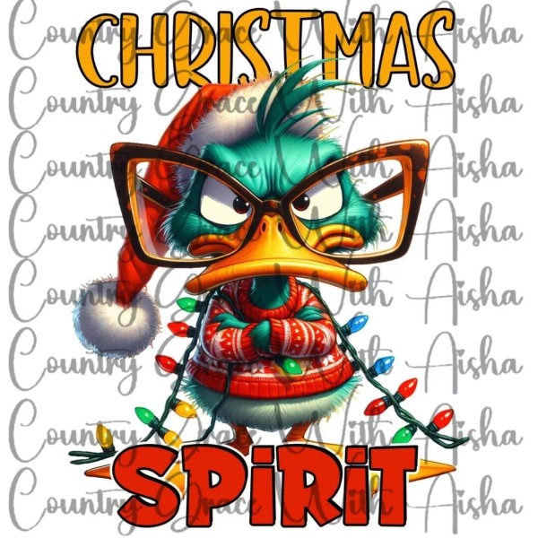 Handmade Sublimation Transfer Duck Christmas Spirit Ready To Press Heat