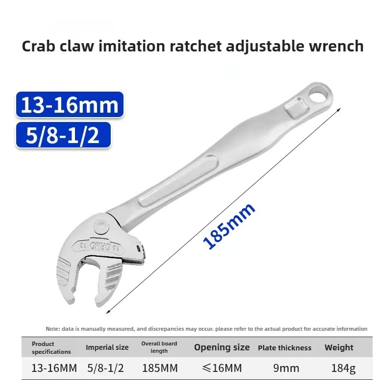7-10mm Self-Adjusting Ratchet Wrench with Crab Claw Jaw and 30°