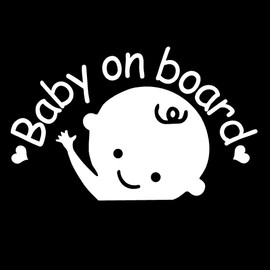 StickerDad Cute Baby ON Board Vinyl Decal - Size: 7", Color: White - Windows, Walls, Bumpers, Laptop, Lockers, etc.