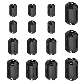 QitinDasen 15Pcs Black Clip-on Ferrite Ring Core Set, RFI EMI Noise Suppressor Cable Clip, Anti-Interference High-Frequency Filter (3.5mm 5mm 7mm 9mm 13mm Inner Diameter)