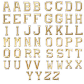 Misscrafts Golden A-Z Alphabet Embroidered Patches 52PCS Iron on/Sew On English Letters Applique Patches DIY for Hats Shirts Jeans Jackets Backpacks