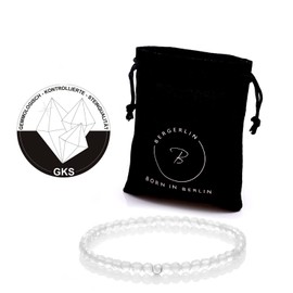 BERGERLIN Genuine Natural Stone Bracelet with 925 Sterling Silver Pearl Bracelet, for Men and Women, with Certificate of Authenticity