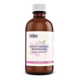 Aceite Esencial Geranio Puro, Cosmético capilar, facial, uso en difusor Aromaterapia, Spa Cremas faciales Hebbe Cosmetics & Ludika 50ml