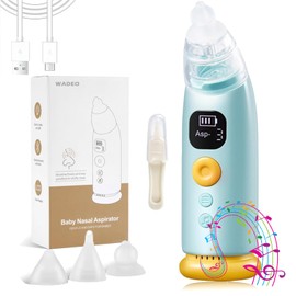 Aspirador Nasal para Bebe, Limpiador Nasal Eléctrico para Niños con Protección Antireflujo y sin Reflujo, Tres Niveles de Succión Ajustables, con Carga USB, Tres Puntas de Silicona y Clip para Moco