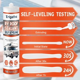 Erigathe Self-Leveling RV Roof Sealant, Lap Caulking for Camper & Trailer, Heavy-Duty Flex, Waterproof, 15 Min Set Time for Repairs (2-10.5 fl oz White)
