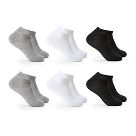 Keds 6PK Ladies Low Cut Socks – Flat Knit Design – One Size Fits Most (6-10) – Soft & Comfortable – Breathable & Lightweight – Everyday Casual Wear – Grey/Black/White