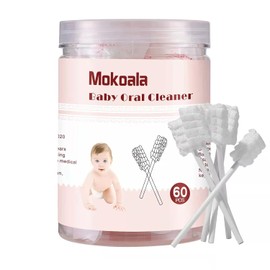 60Pcs Baby Tongue Cleaner, Baby Toothbrush, Disposable Infant Mouth Cleaner, Soft Gauze Toohthbrush Toddler Oral Cleaning Stick Dental Care for 0-36 Month Newborn