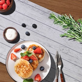 Trivet Table Runner Hot Plates Mat 12 X 40 Inch Heat Resistant Table Protector Waterproof Decorative Farmhouse Kitchen Trivets Counter Heat Proof Placemats for Hot Dishes (Rustic White Wood)