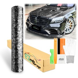 60"x84" (5FTx7FT) Forged Carbon Fiber Textured Gloss Gloss Black Vinyl Wrap Auto Car Sticker Decal Sticker Film Sheet Bubble Free Air Release Technology with Tool Kit