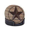 6 Pcs Western Metal Texas Brown Star Leather Coasters for