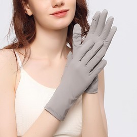 OhSunny Women Anti-UV Gloves Sun Protection UPF 50+ Full Finger Summer Cycling Touchscreen Gloves for Golf Driving Hiking SLM3M113D (Dark Grey)