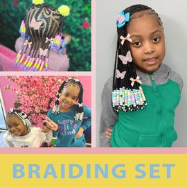 Arocooy 100PCS Hair Beads for Braids Peach Small Hair Bows Embroidery Butterfly Hair Clips Colorful Gradient Pony Beads Loc Jewelry for Women Girls