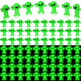 Mini Alien Figures Glow in The Dark 25/50/100pcs little Alien Figurine Fluorescent Alien Cute Alien Ornaments mini 3D Alien Statue Decor for Graduate Party Spring Summer Garden Outdoor Yard Lawn, Hide and Seek, Miniature Alien Glow at Night - Color: Mult