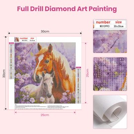 Bowetile Horse Diamond Painting Kits for Adults, 5D Diamond Art Horse Kits for Adults, DIY Round Full Drill Diamond Crystal Rhinestone Gem Art and Crafts for Home Wall Art Decor Gifts 12 x 12 Inch