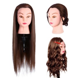 Training Head Mannequin Head Hair Styling 68 cm Cosmetology Hairdresser Mannequin, Hairdresser Training Head 30% Real Hair and Silk, Doll Fibre Hair for Hairdressers Cosmetics