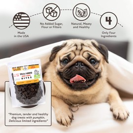 Training Bites, Beef Lung 1 lb - USA Lean Protein Soft Dog Treats with Pumpkin. 100% Natural & NO Added Sugar, Flour, or Fillers. Ideal for finicky Pets.