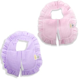 usakinon® Organic Cotton Baby Bibs 2 Pack – Front-Closure Design, CPC Certified, GOTS Certified, Machine Washable (PinkPurple)