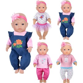 Doll Clothes 4 Sets Doll Fashion Outfits Fit for 14-16 inch Baby Dolls,43 cm New Born Baby Dolls,15 inch Dolls,18 inch Dolls (Doll is not Included)
