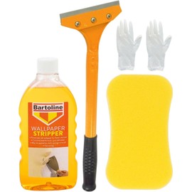 Wallpaper Stripper Set - Includes Wallpaper Stripper, Heavy Duty Wallpaper Remover, Large Sponge and Pair of Gloves - Suitable for All Types of Wallpaper Removal