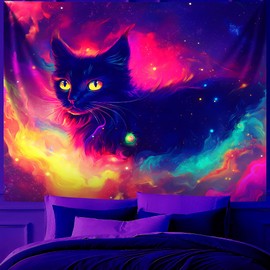 Tapiz de luz negra, tapiz de animales que brilla en la oscuridad, luz negra reactiva contra los rayos UV, pósteres verticales para colgar en la pared para recámara, sala de estar, decoración de telón