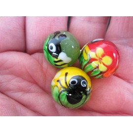Big Game Toys~3 Spider-BEE-Dragonfly Bugs Insect Flower 16mm Handmade Art Glass Marbles Home Decor/Vase Filler/Aquarium