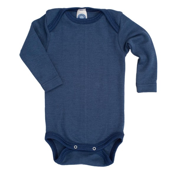 Cosilana, Baby Bodysuit Long Sleeve, 70% Wool, 30% Silk, navy