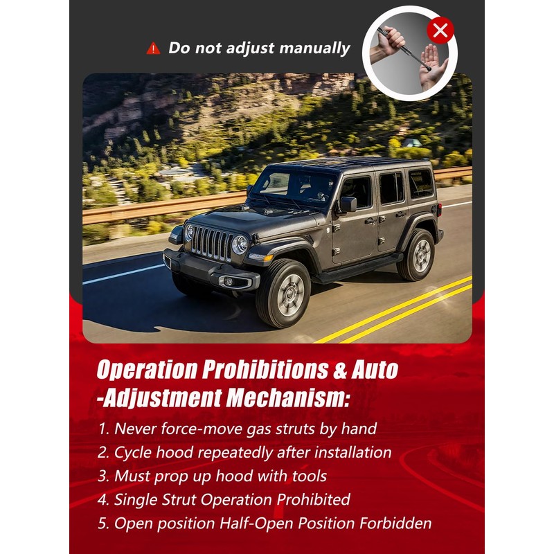 Vepagoo Front Hood Struts fit Jeep Wrangler JK & Unlimited