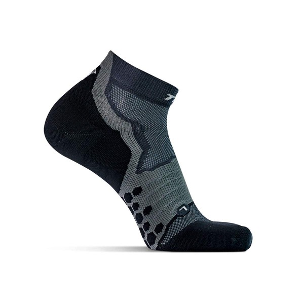 Thirty48 Performance Compression Low Cut Running Socks for Men and Women | More Compression Where Needed ([1 Pair] Black/Gray, XLarge - Women 11-13 // Men 12-14)